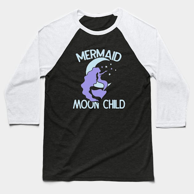 Mermaid moon Child Baseball T-Shirt by bubbsnugg